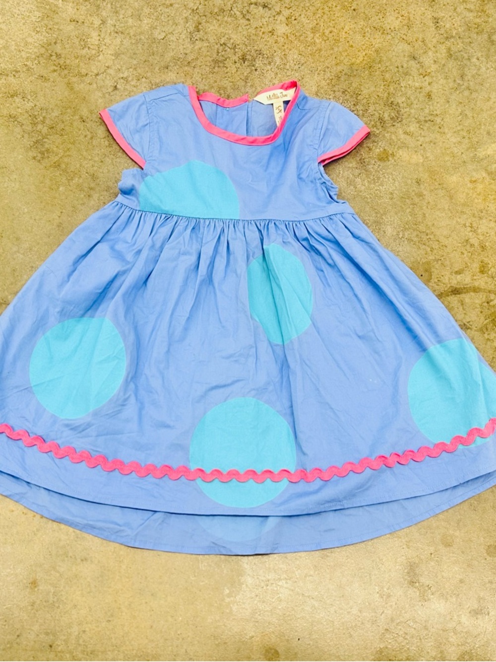Matilda Jane Light Blue Dress with Turquoise Dots and Pink Trim